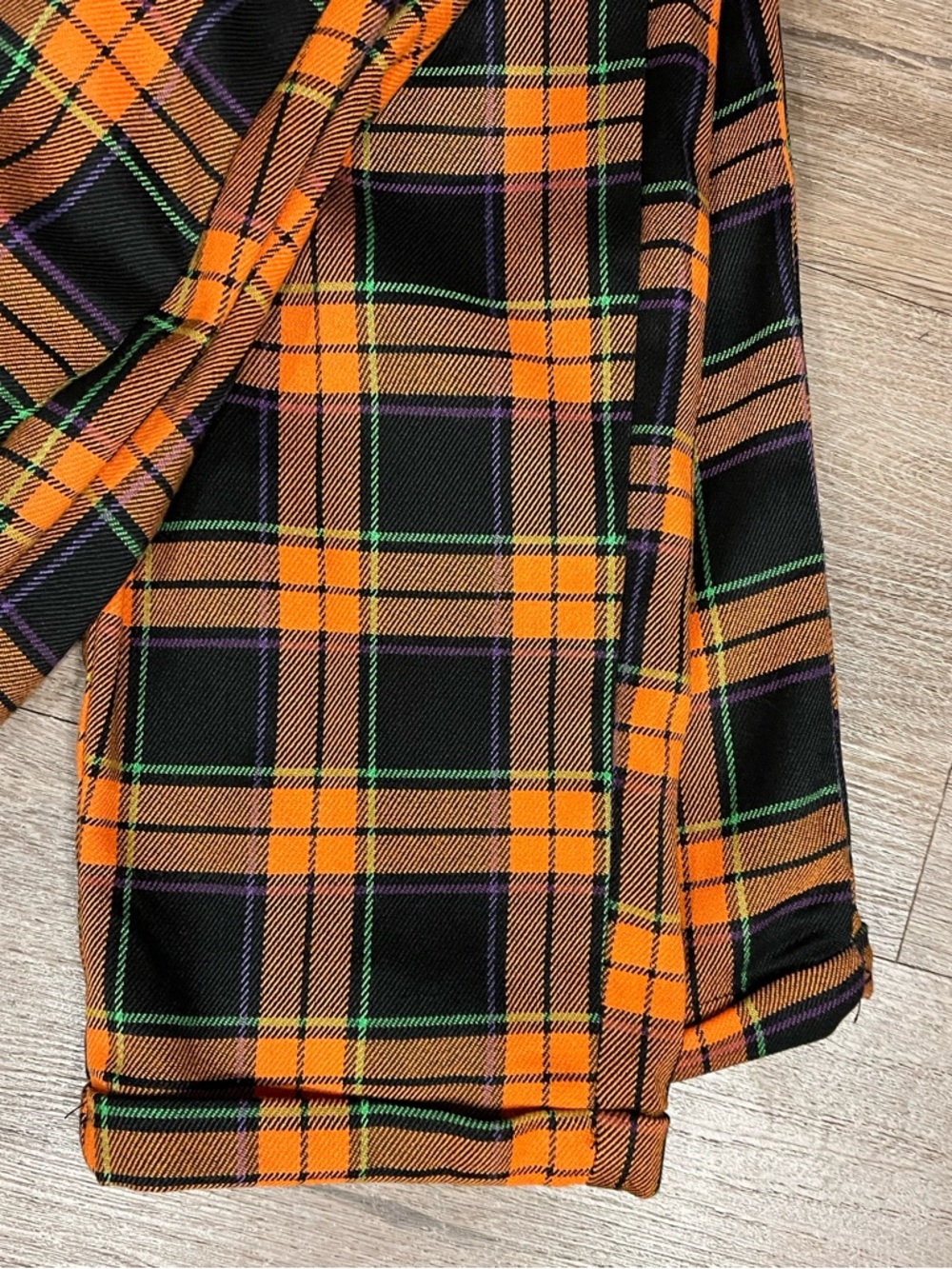 Hot Topic Black & Orange Plaid Trousers Size L - Picture 9 of 10